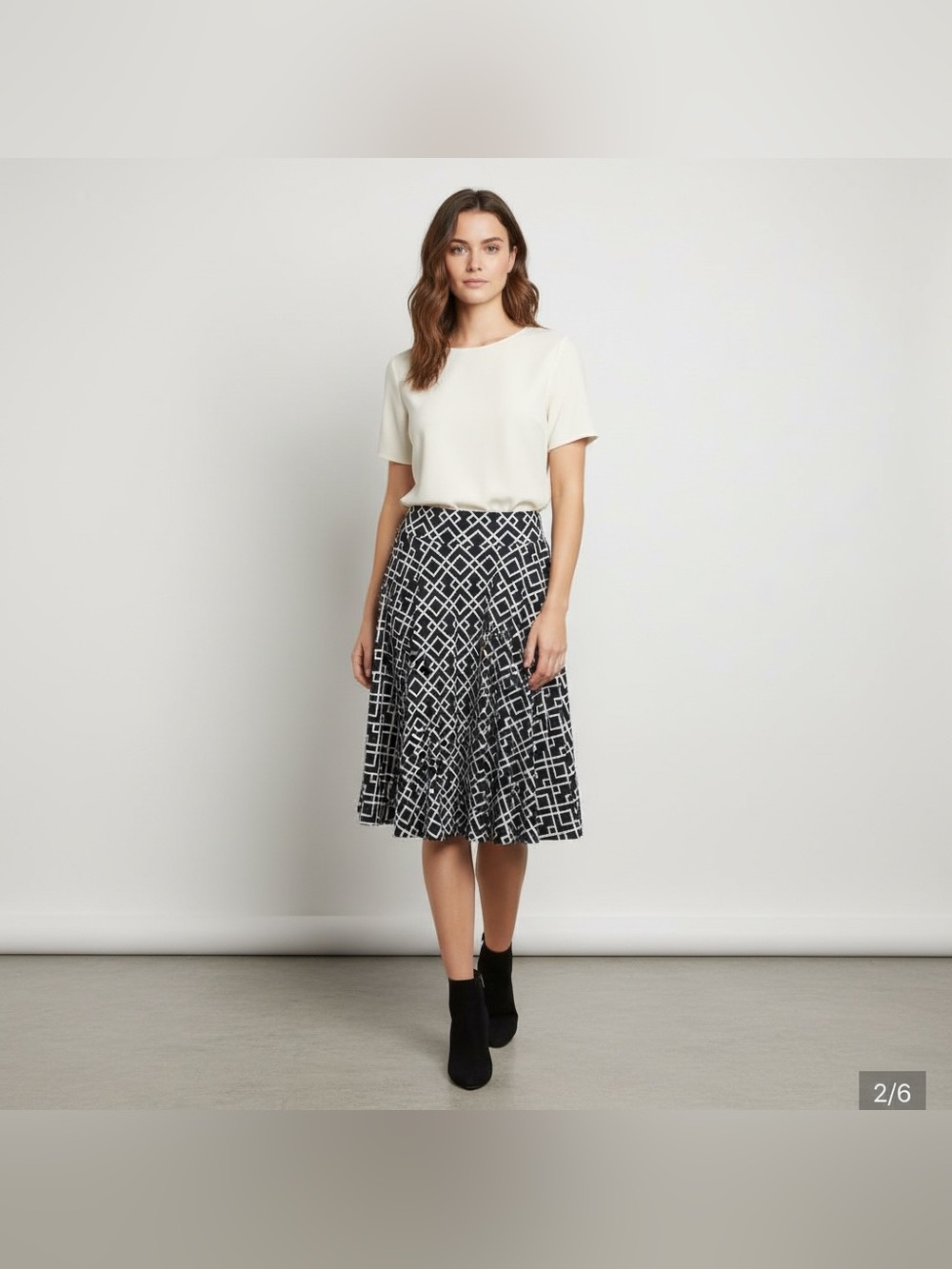Tiffany and Grey Navy/White Geometric A-Line Skirt Size S - NWOT